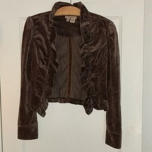 Free People Velvet Ruffle blazer, size S